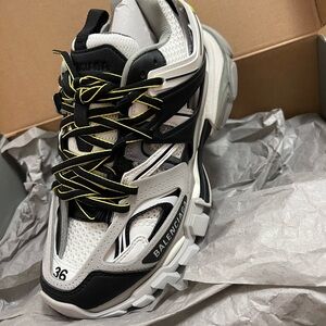 Balenciaga Men's Black, White, and Yellow Sneakers